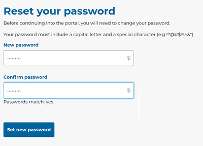 Enter you new password and confirm it.